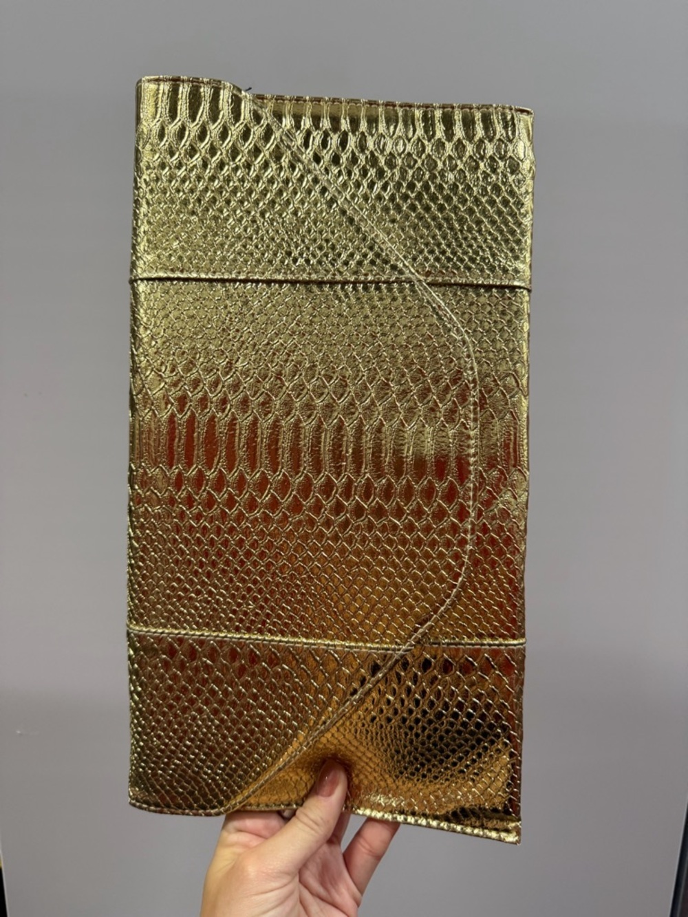Gold Metallic Textured Clutch  - Elegant Evening Bag
